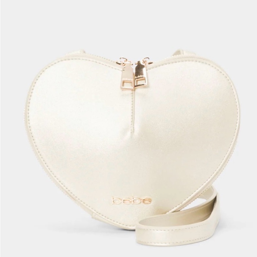 NWT Bebe Milan Heart Crossbody Bag Gold Faux Leather